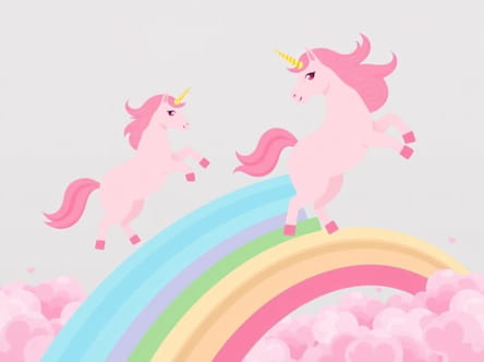 Pink Fluffy Unicorns Dancing On Rainbows