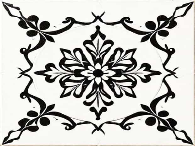 Byzantine Florid Arabesque Bianco Tile
