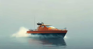 A Powerboat Is Underway In The Fog