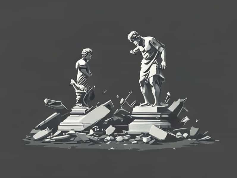 Investigate The Wreckage Of Tyr'S Statue