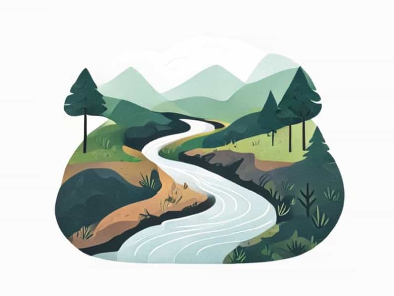 A Southward-Flowing Stream And Stream Valley